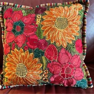 One or pair of handcrafted accent pillows. Zipper closure with pillow insert.